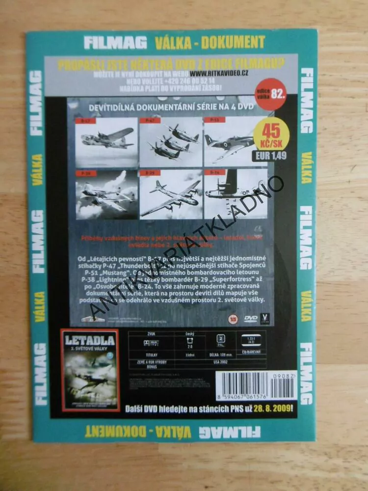 LETADLA 2.SVĚTOVÉ VÁLKY, 2., DOKUMENT DVD FILM 2.SVĚT.VÁLKA