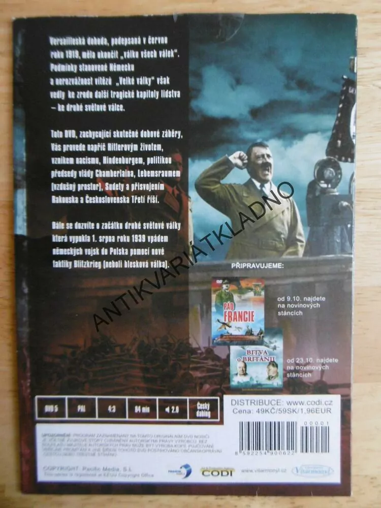 HITLER, VLK, 1., DOKUMENT DVD FILM 2. SVĚT. VÁLKA