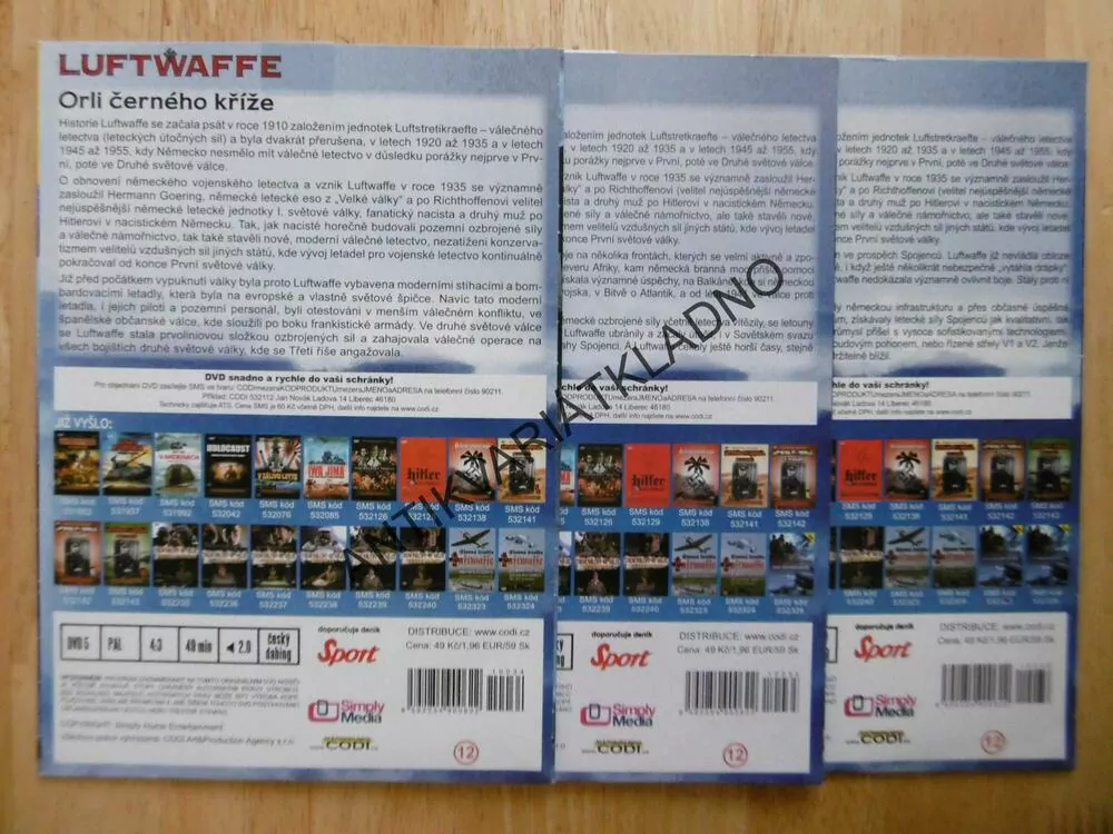 LUFTWAFFE, 1-3,, DOKUMENT DVD FILM 2.SVĚT.VÁLKA