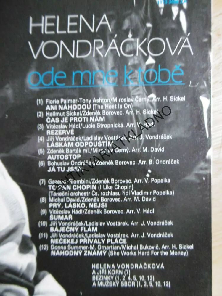 HELENA VONDRÁČKOVÁ, ODE MNE K TOBĚ, LP