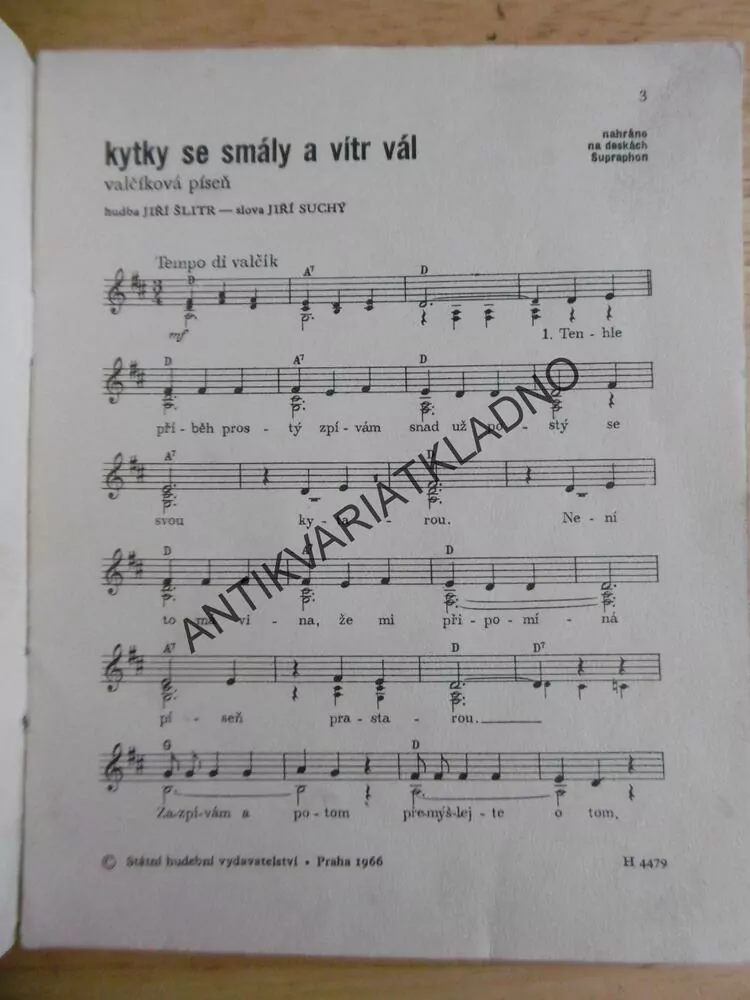 HITY SUPRAPHONU, 2., ZPĚVNÍK, NOTY, TEXTY, 1 ks