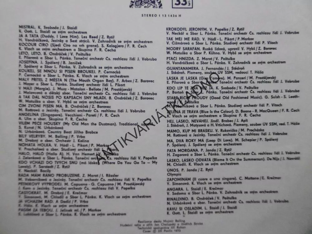 12. ALBUM SUPRAPHONU, KAREL GOTT, SPÁLENÝ, ZELENKOVÁ, SIMONOVÁ, NECKÁŘ, PILAROVÁ ŠTĚDROŇ... AJ.