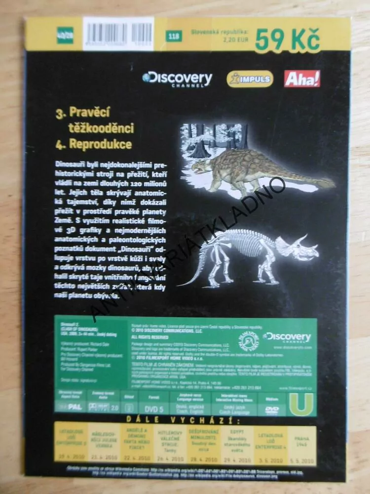 DINOSAUŘI 2., ANATOMICKÁ TAJEMSTVÍ, DVD FILM DOKUMENT