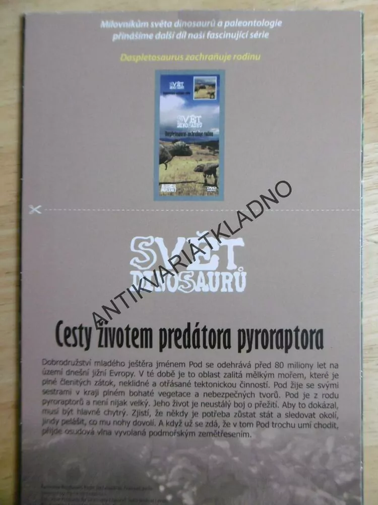 SVĚT DINOSAURŮ, CESTY ŽIVOTEM PREDÁTORA PYRORAPTORA, DVD FILM