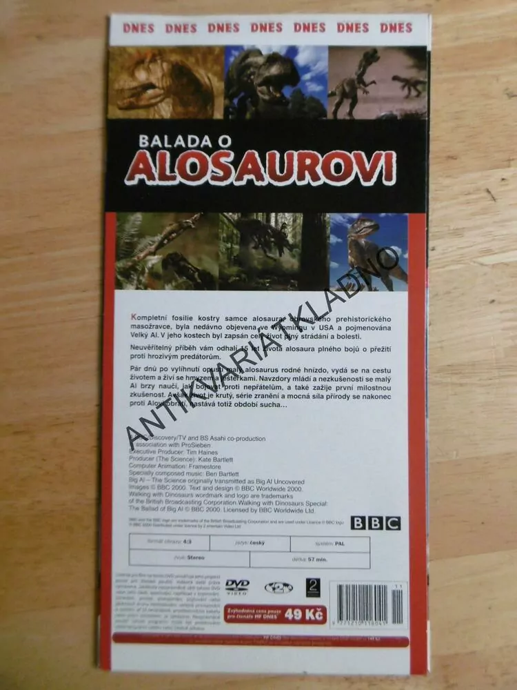BALADA O ALOSAUROVI, PUTOVÁNÍ S PRAVĚKÝMI ZVÍŘATY, DVD FILM 
