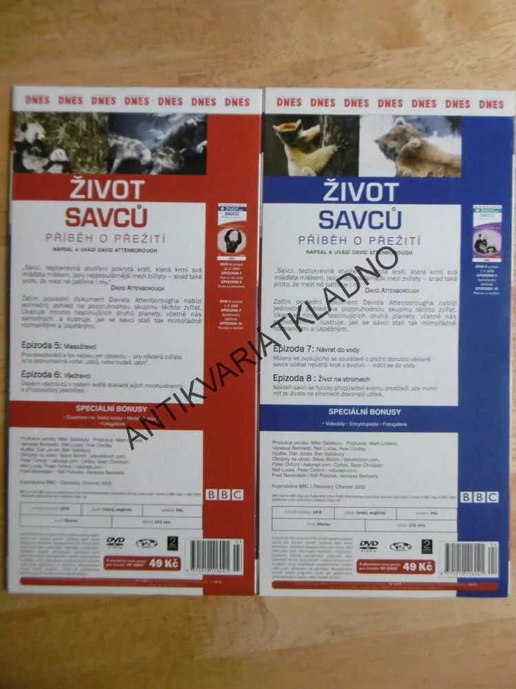 ŽIVOT SAVCŮ, PŘÍBĚH O PŘEŽITÍ 3-4., BBC, DVD FILM DOKUMENT