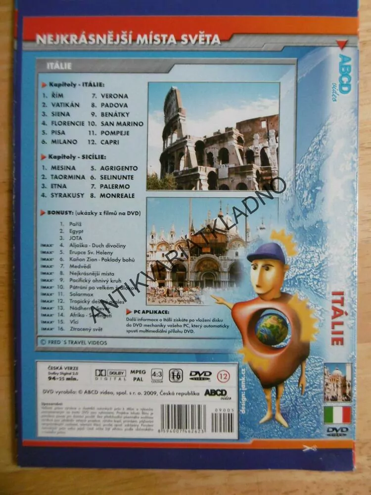 ITÁLIE, NEJKRÁSNĚJŠÍ MÍSTA SVĚTA, DVD DOKUMENT