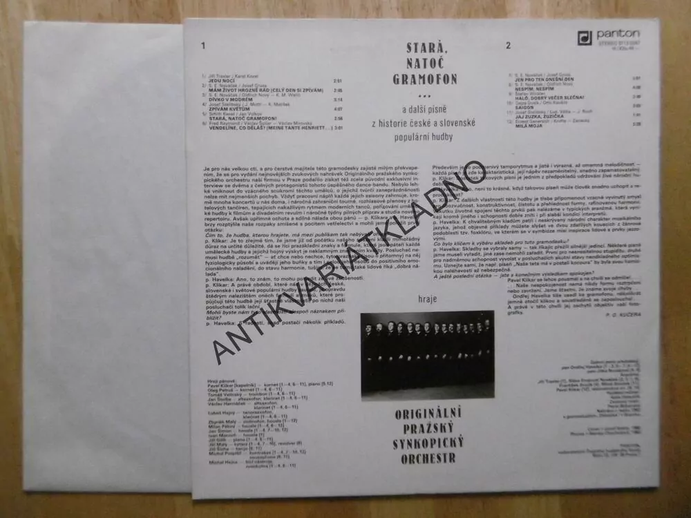 STARÁ, NATOČ GRAMOFON, ORIGINÁLNÍ PRAŽSKÝ SYNKOPICKÝ ORCHESTR