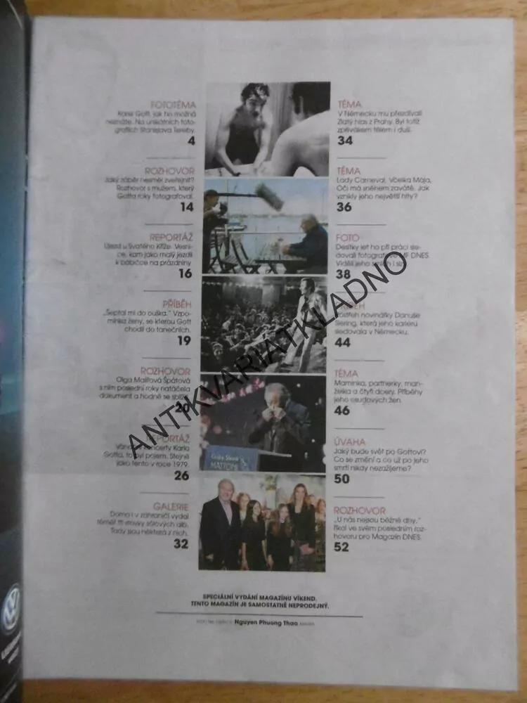 KAREL GOTT, 14.71939-1.10.2019 , MAGAZÍN VÍKEND MF DNES