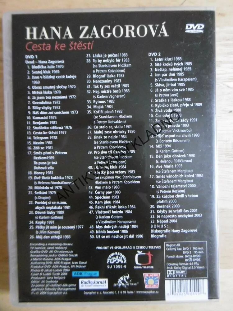 HANA ZAGOROVÁ, CESTA KE ŠTĚSTÍ, 2 X DVD HUDBA