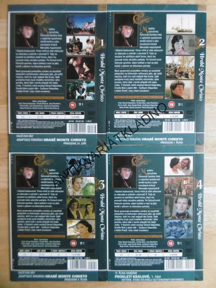 HRABĚ MONTE CHRISTO 1-4, DEPARDIEU, DVD FILM