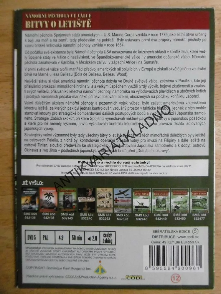 NÁMOŘNÍ PĚCHOTA VE VÁLCE, BITVA O LETIŠTĚ, SVĚTOVÝ DOKUMENT DVD FILM SVĚT.VÁLKA
