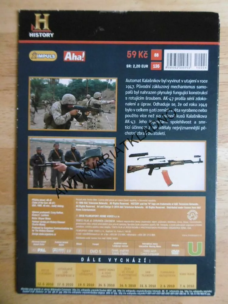 KALAŠNIKOV AK-47, HISTORIE SLAVNÉHO SAMOPALU, SVĚTOVÝ DOKUMENT DVD FILM SVĚT.VÁLKA