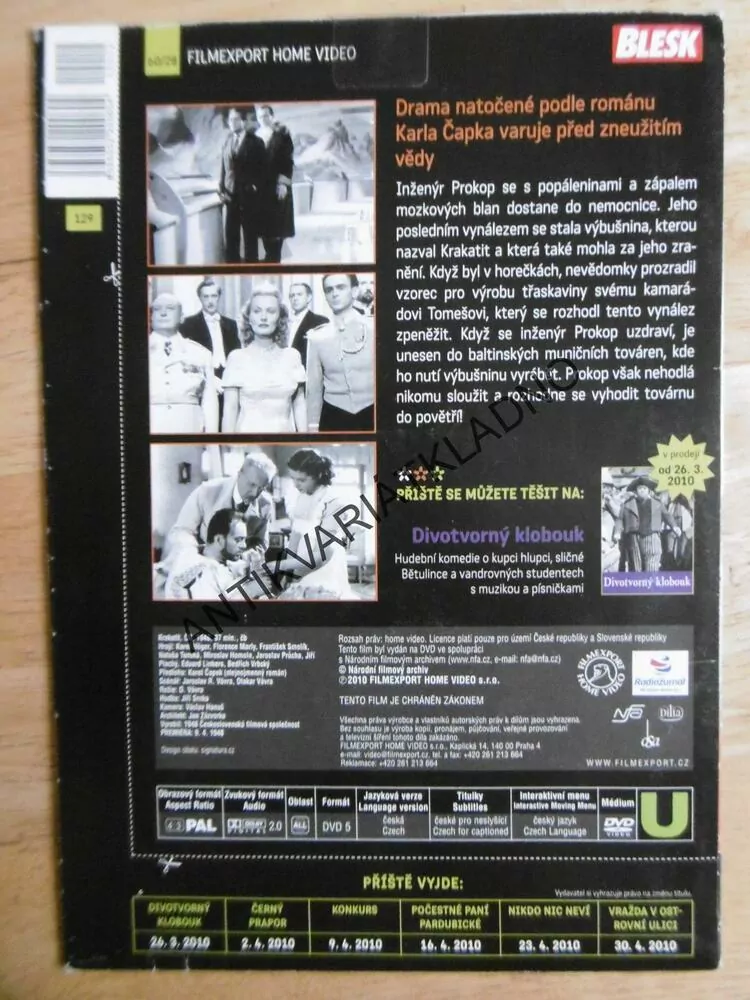 KRAKATIT, KAREL HÖGER, DVD FILM 