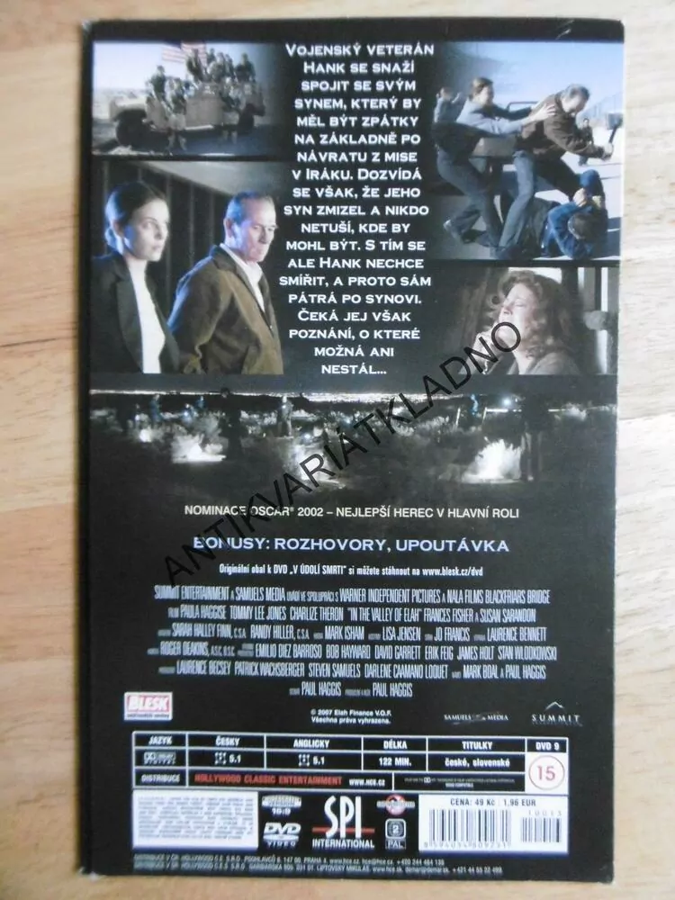 V ÚDOLÍ SMRTI, TOMMY LEE JONES, CHARLIZE THERON, DVD FILM