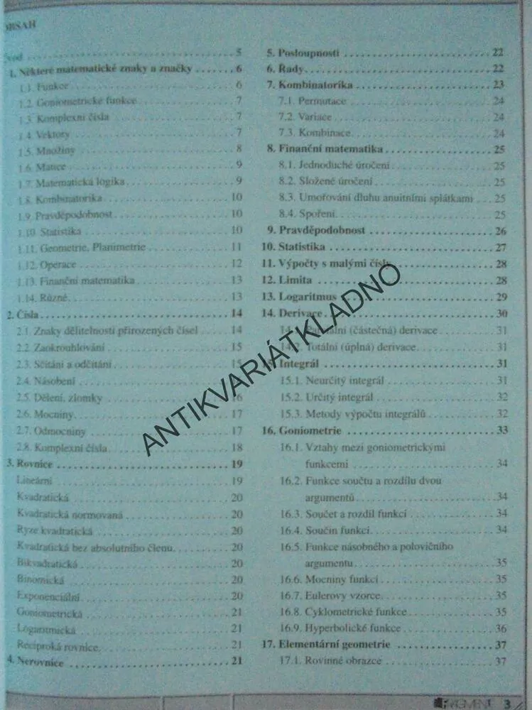 PŘEHLED MATEMATIKY V KOSTCE, VZORCE,DEFINICE,VĚTY,