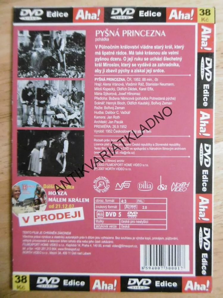 PYŠNÁ PRINCEZNA, DVD FILM