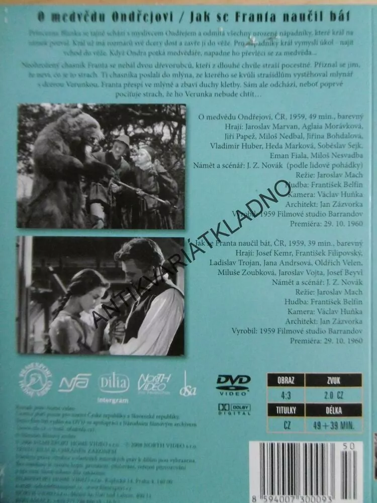 O MEDVĚDU ONDŘEJOVI, JAK SE FRANTA NAUČIL BÁT, DVD FILM