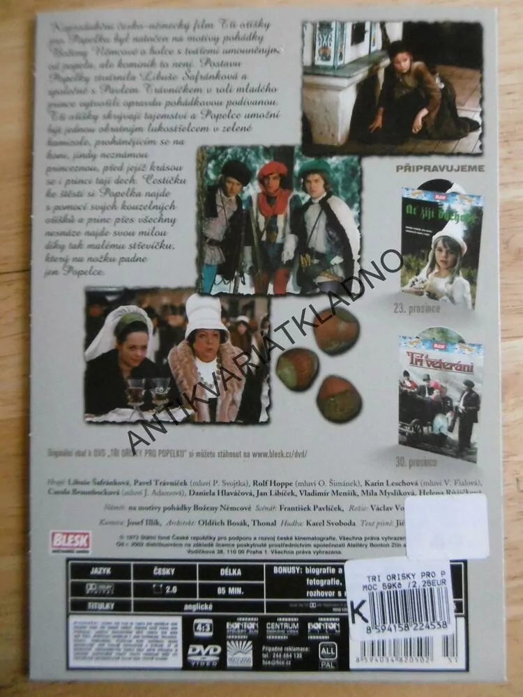 TŘI OŘÍŠKY PRO POPELKU, DVD FILM POHÁDKA