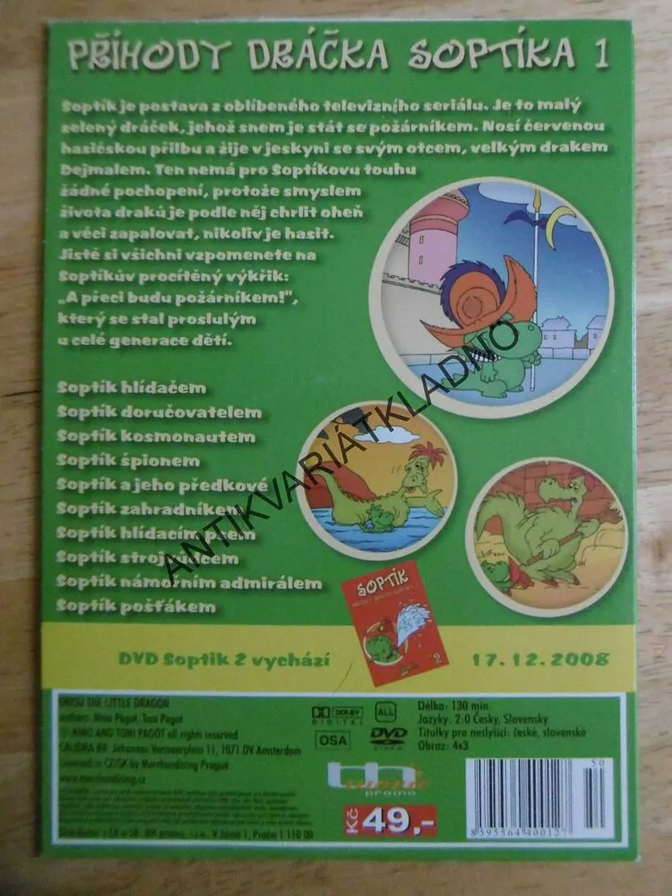 SOPTÍK, PŘÍHODY DRÁČK SOPTÍKA 1., DVD FILM