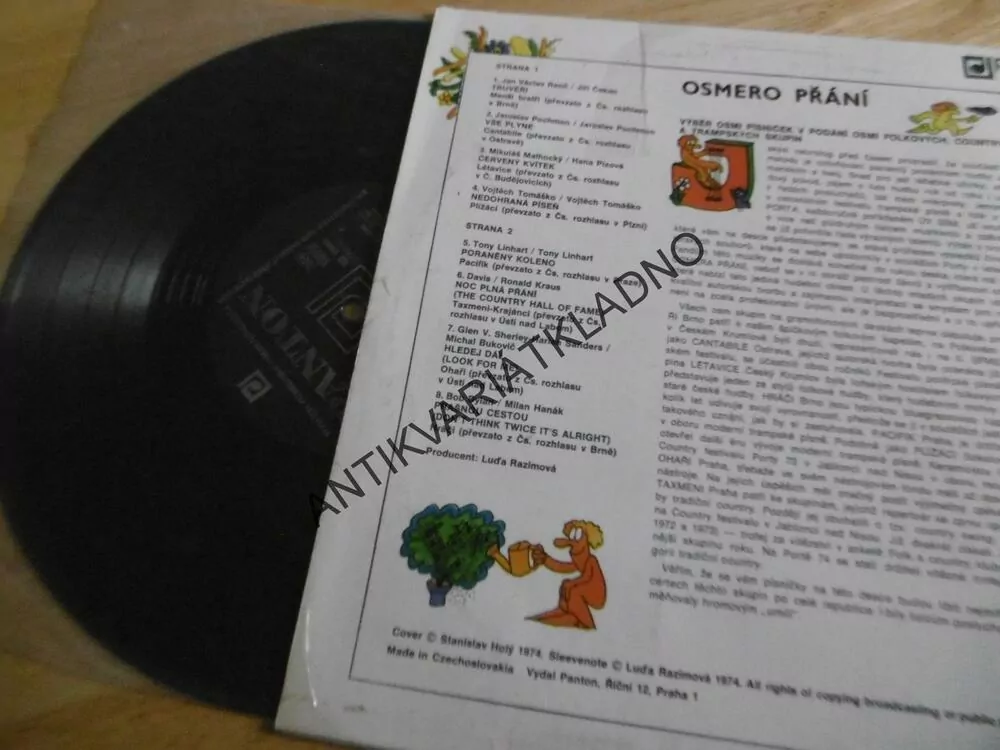 OSMERO PŘÁNÍ, VÝBĚR OSMI PÍSNIČEK FOLK, COUNTRY, TRAMPSKÉ