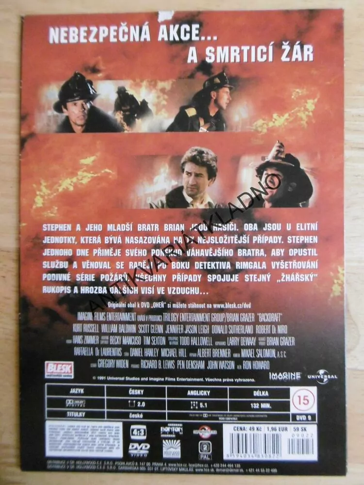 OHEŇ, KURT RUSSELL, WILLIAM BALDWIN, SCOTT GLENN, DVD FILM