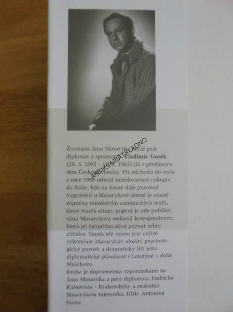 JAN MASARYK, VLADIMÍR VANĚK, POLITIK