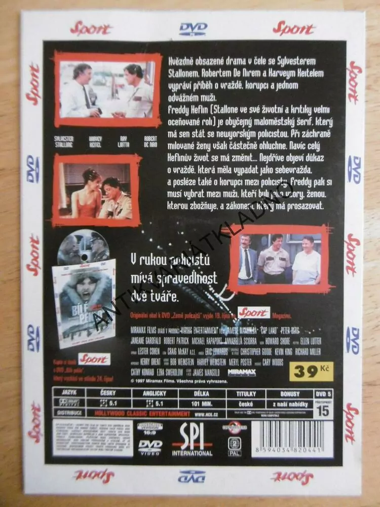 ZEMĚ POLICAJTŮ, SYLVESTER STALONE, HARVEY KEITEL, LIOTTA, ROBERT DE NIRO, DVD FILM