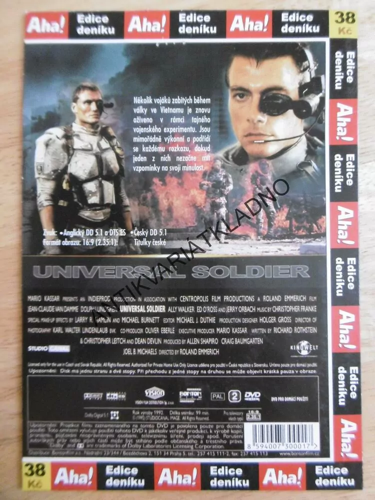 UNIVERZÁLNÍ VOJÁK, EAN CLAUDE VAN DAMME, DOLPH LUNDGREN, DVD FILM
