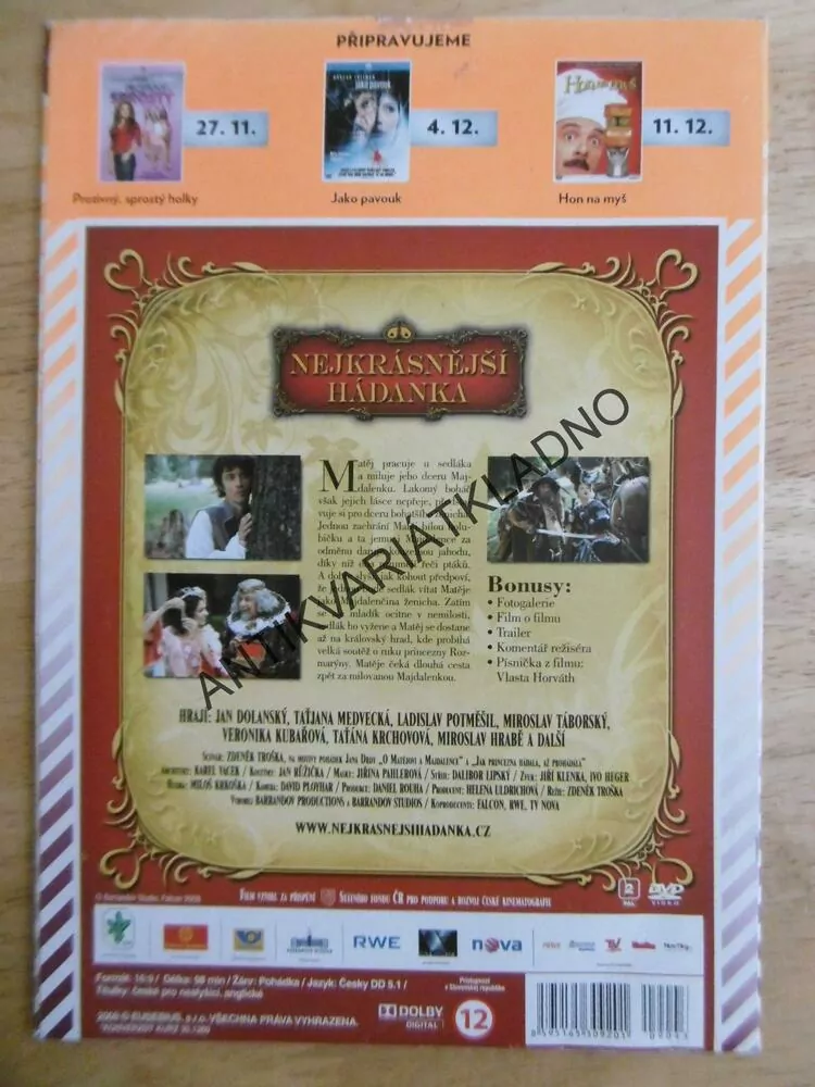 NEJKRÁSNĚJŠÍ HÁDANKA, DVD FILM 