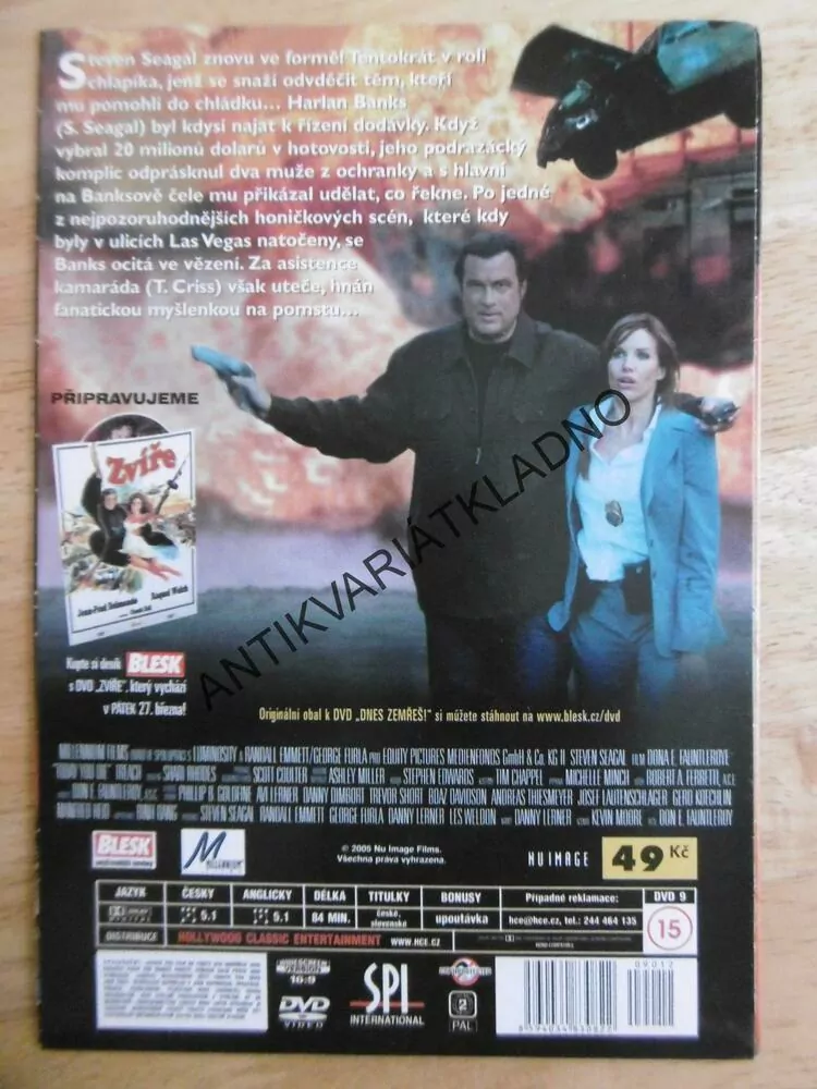DNES ZEMŘEŠ!, STEVEN SEAGAL, DVD FILM 