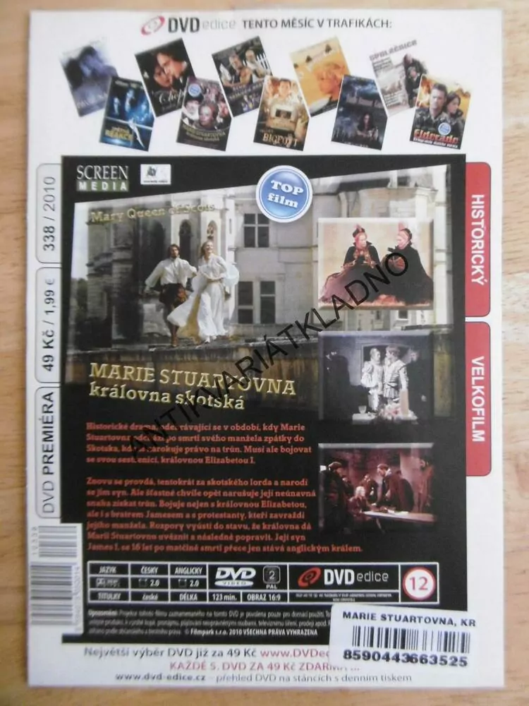 MARIE STUARTOVNA KRÁLOVNA SKOTSKÁ, DVD FILM
