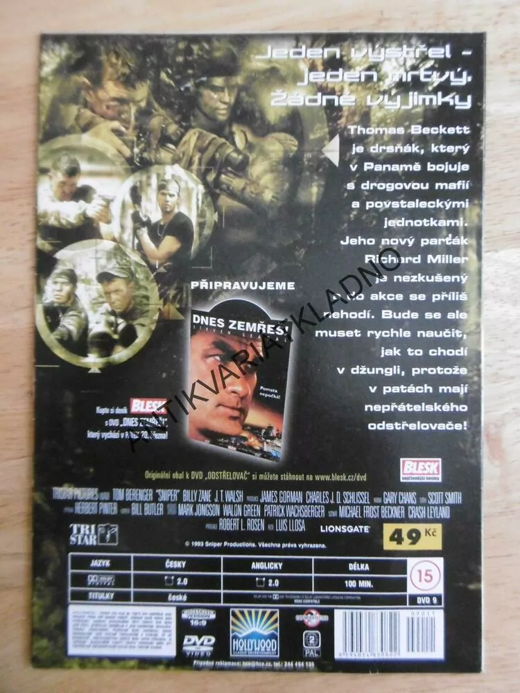 ODSTŘELOVAČ, TOM BERENGER, DVD FILM
