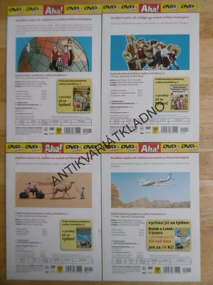 PODIVUHODNÉ PRÁZDNINY RODINY SMOLÍKOVY, 1-4.,, DVD FILM