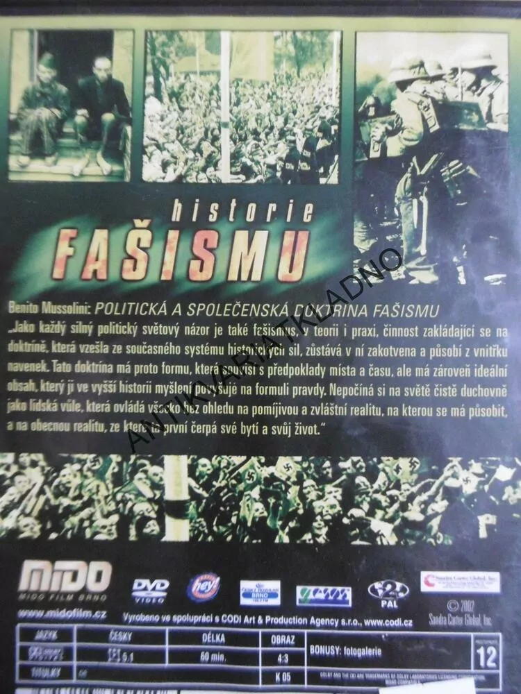 HISTORIE FAŠISMU, HITLER, 2., DOKUMENT DVD FILM,