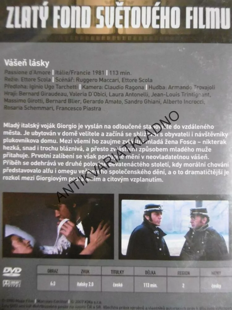 VÁŠEŇ LÁSKY, DVD FILM
