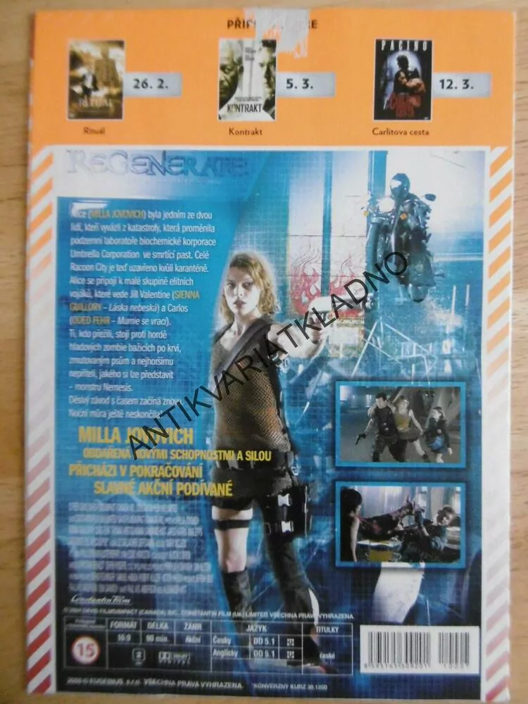 RESIDENT EVIL APOKALYPSA, DVD FILM 