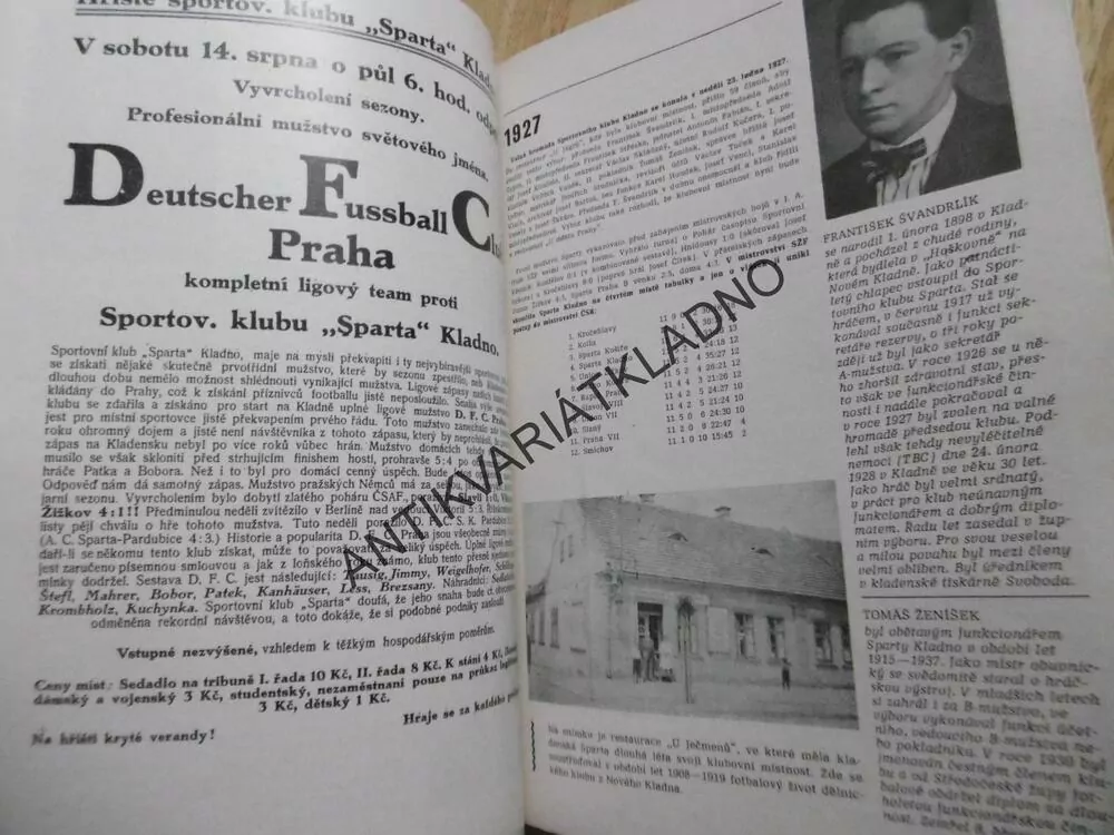 HORNICKÁ TĚLOVÝCHOVA A SPORT, DOLY KLADNO, SPARTA 1906-1948, **an