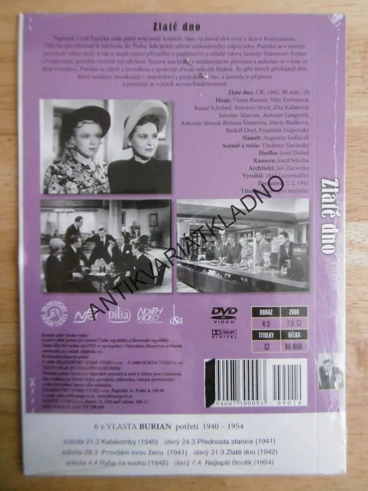 ZLATÉ DNO, VLASTA BURIAN, DVD FILM