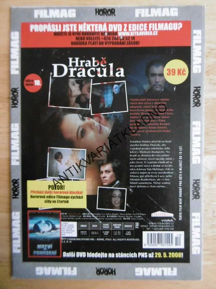 HRABĚ DRACULA, CHRISTOPHER LEE, DVD FILM HOROR