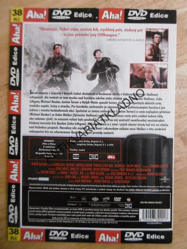 CLIFFHANGER, SYLVESTER STALONE, DVD FILM 