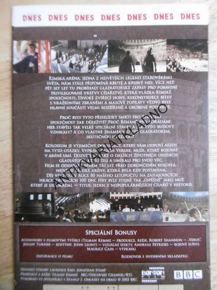 KOLOSEUM, ŘÍMSKÁ ARÉNA SMRTI, BBC,  DVD FILM DOKUMENT
