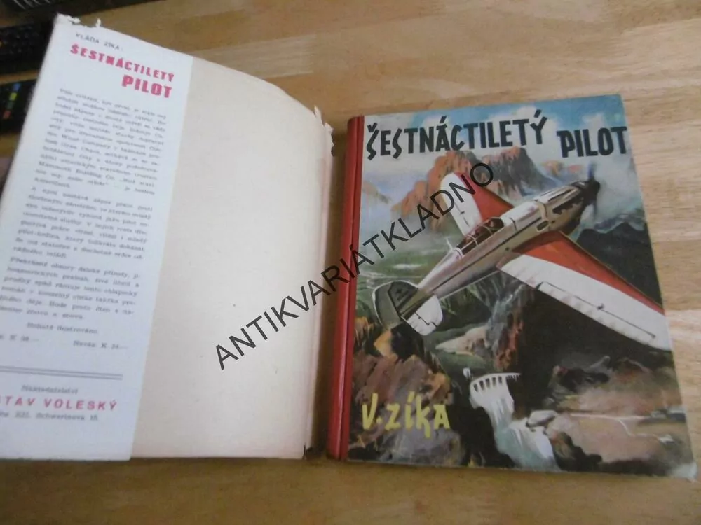 ŠESTNÁCTILETÝ PILOT, V. ZÍKA, M. NOVÁK, 1941, LETECKÝ ROMÁN, VČETNĚ PŘEBALU