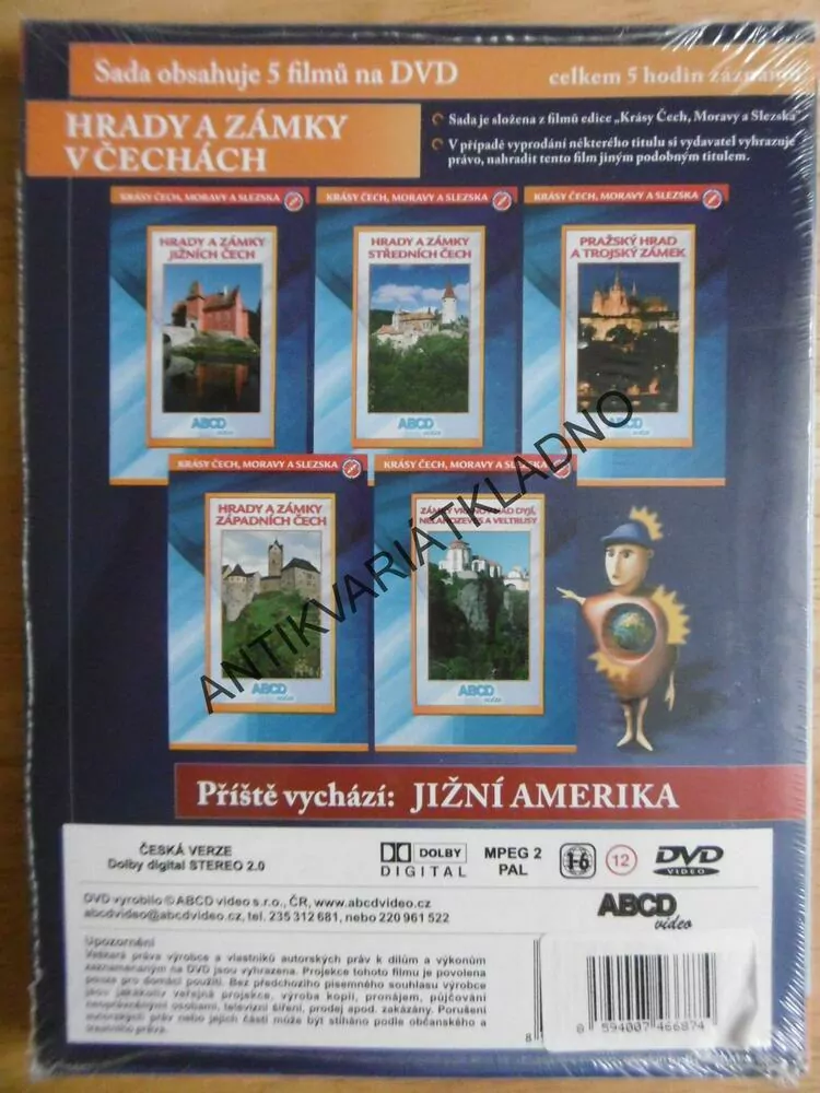 HRADY A ZÁMKY V ČECHÁCH 1-5, NEJKRÁSNĚJŠÍ MÍSTA SVĚTA, DVD DOKUMENT