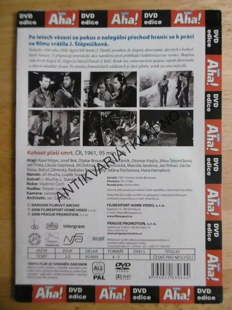 KOHOUT PLAŠÍ SMRT, KAREL HÖGER, DVD FILM