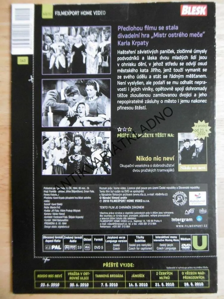 POČESTNÉ PANÍ PARDUBICKÉ, DVD FILM 