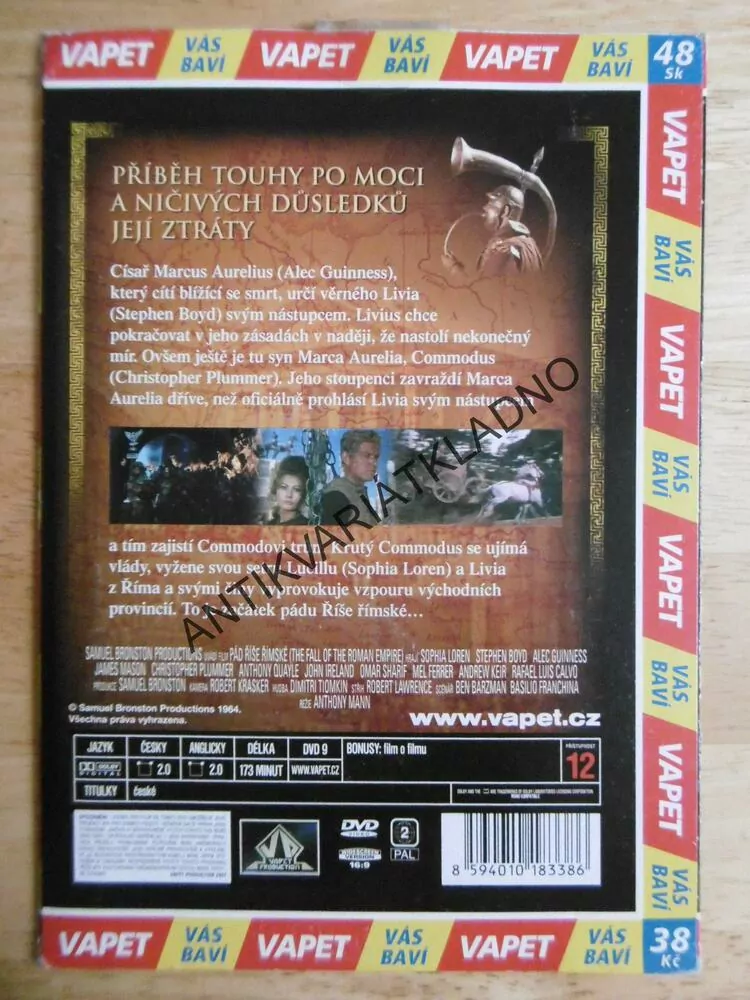 PÁD ŘÍŠE ŘÍMSKÉ, SOPHIA LOREN, DVD FILM