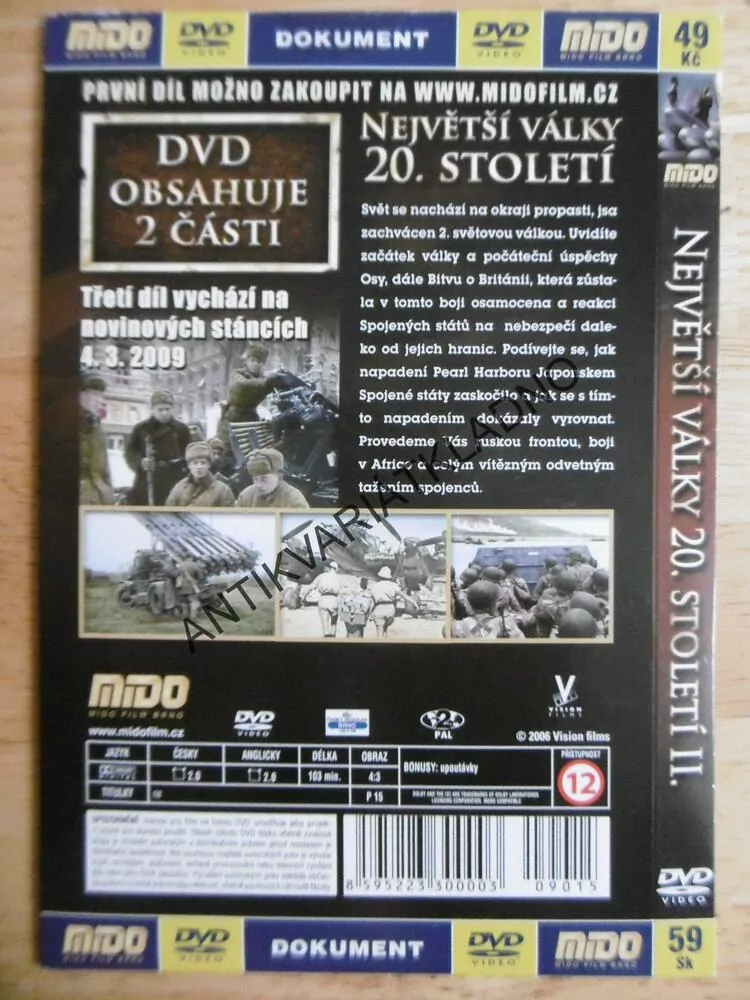 NEJVĚTŠÍ VÁLKY 20.STOLETÍ, DVD FILM DOKUMENT