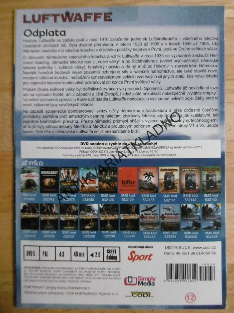 LUFTWAFFE, ODPLATA, 3.,, DVD FILM DOKUMENT