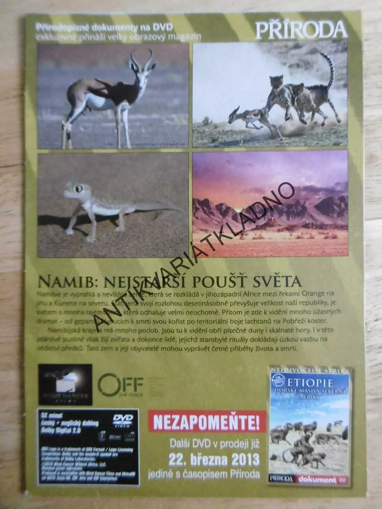 NAMIB, NEJSTARŠÍ POUŠŤ SVĚTA, DVD FILM DOKUMENT